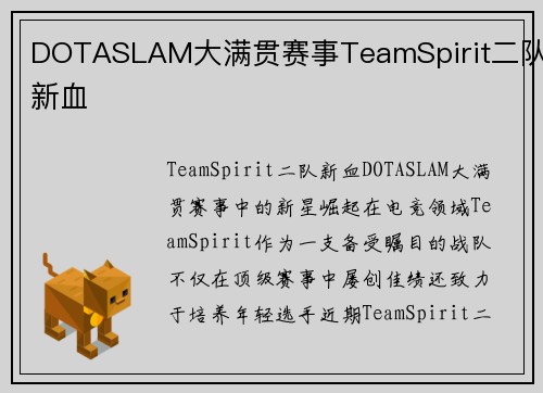 DOTASLAM大满贯赛事TeamSpirit二队新血 DOTASLAM大满贯赛事TeamSpirit二队新血
